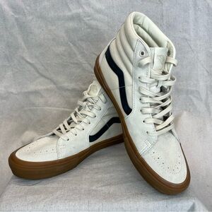 Vans Men's Sk8 High-Top Sneakers - White and Black with Brown Gum Sole